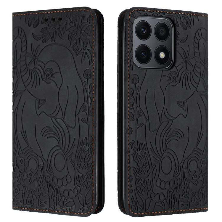 Retro Elephant Embossed Leather Phone Case, Compatible with Honor X8a
