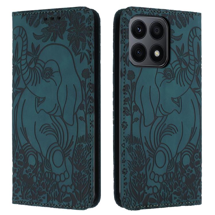 Retro Elephant Embossed Leather Phone Case, Compatible with Honor X8a