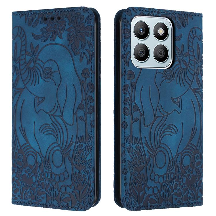 Retro Elephant Embossed Leather Phone Case, Compatible with Honor X8b