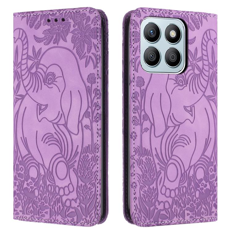Retro Elephant Embossed Leather Phone Case, Compatible with Honor X8b