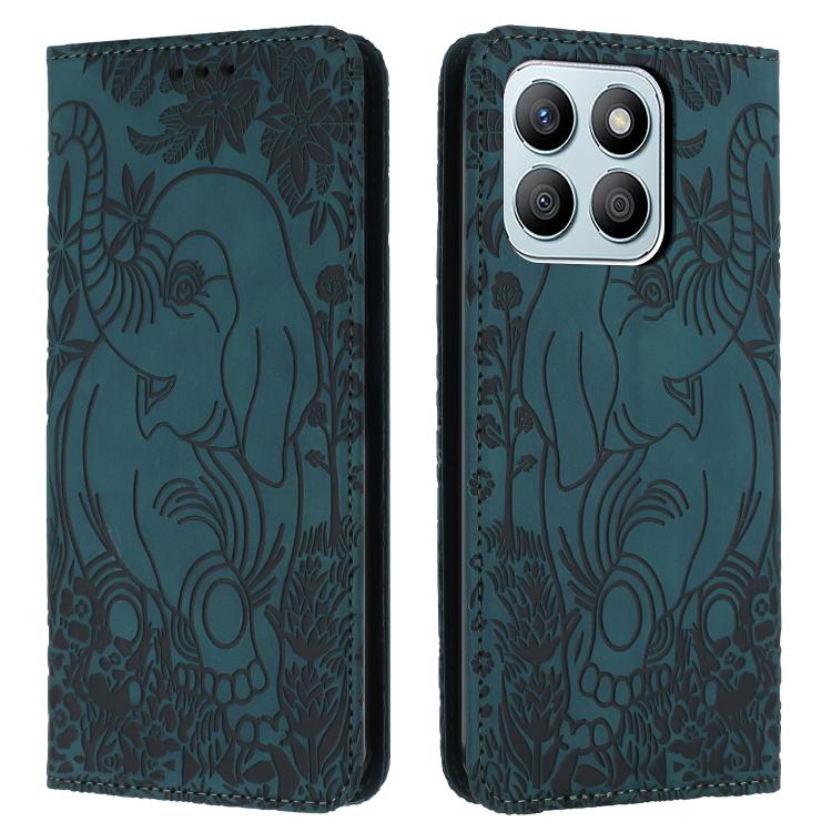 Retro Elephant Embossed Leather Phone Case, Compatible with Honor X8b