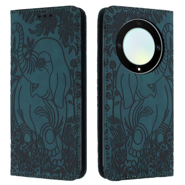 Retro Elephant Embossed Leather Phone Case, Compatible with Honor Magic6 Lite