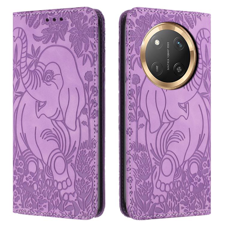 Retro Elephant Embossed Leather Phone Case, Compatible with Honor Magic7 Lite