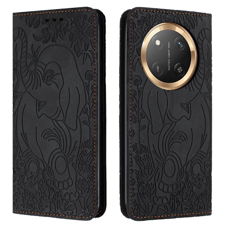Retro Elephant Embossed Leather Phone Case, Compatible with Honor Magic7 Lite