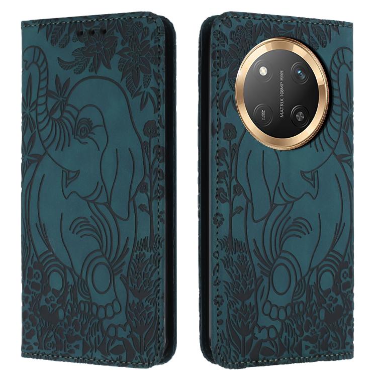 Retro Elephant Embossed Leather Phone Case, Compatible with Honor Magic7 Lite