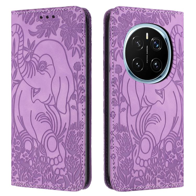 Retro Elephant Embossed Leather Phone Case, Compatible with Honor Magic7 Pro