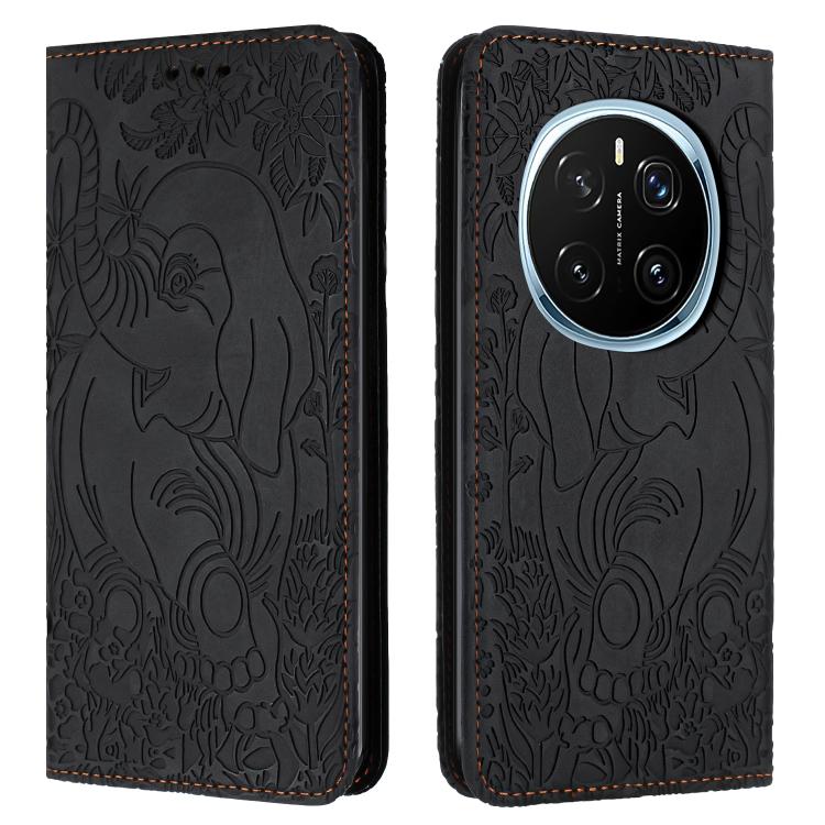 Retro Elephant Embossed Leather Phone Case, Compatible with Honor Magic7 Pro