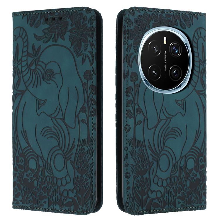 Retro Elephant Embossed Leather Phone Case, Compatible with Honor Magic7 Pro