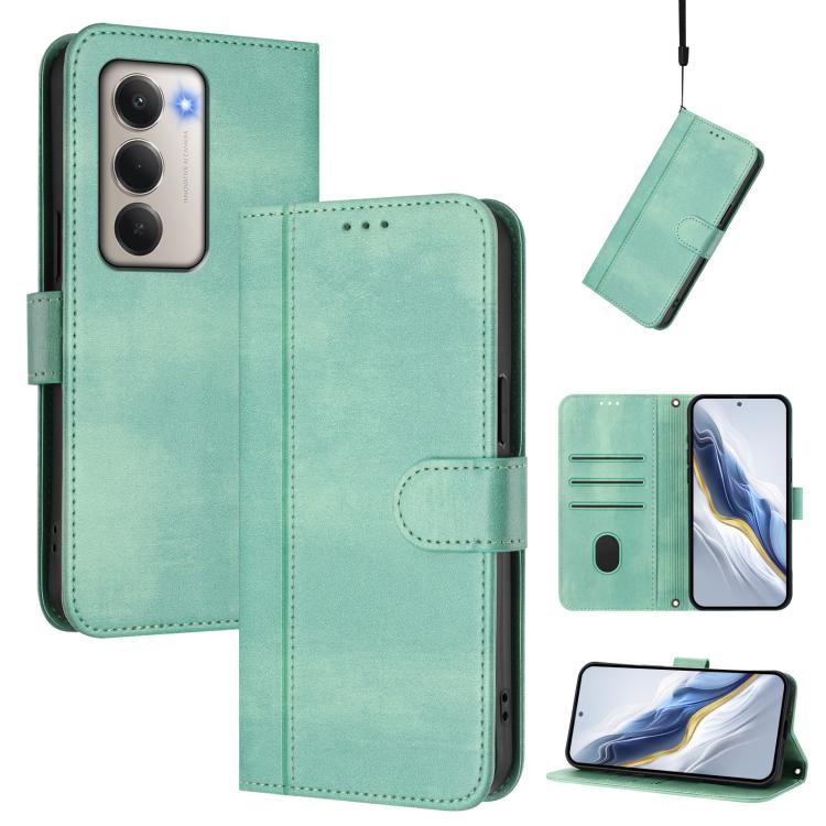 Line Splicing Buckle Retro Leather Phone Case