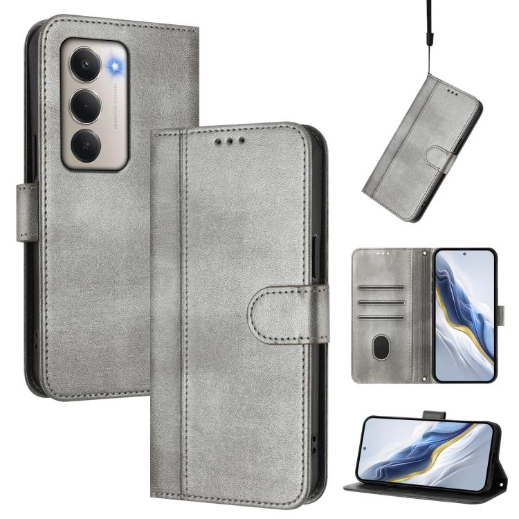 Line Splicing Buckle Retro Leather Phone Case