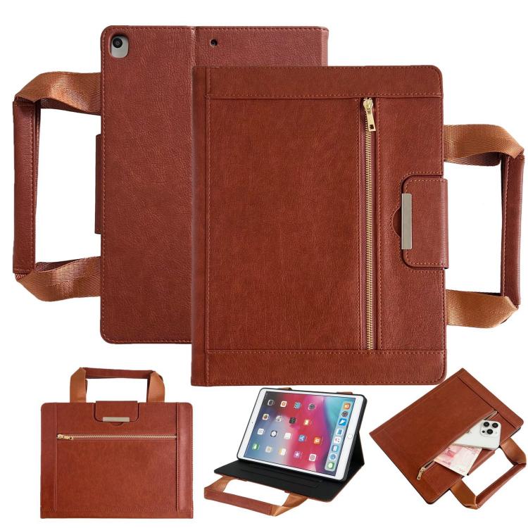Zipper Handle Retro Smart Leather Tablet Case, Compatible with iPad 10.2 2021 / 2020 / 2019