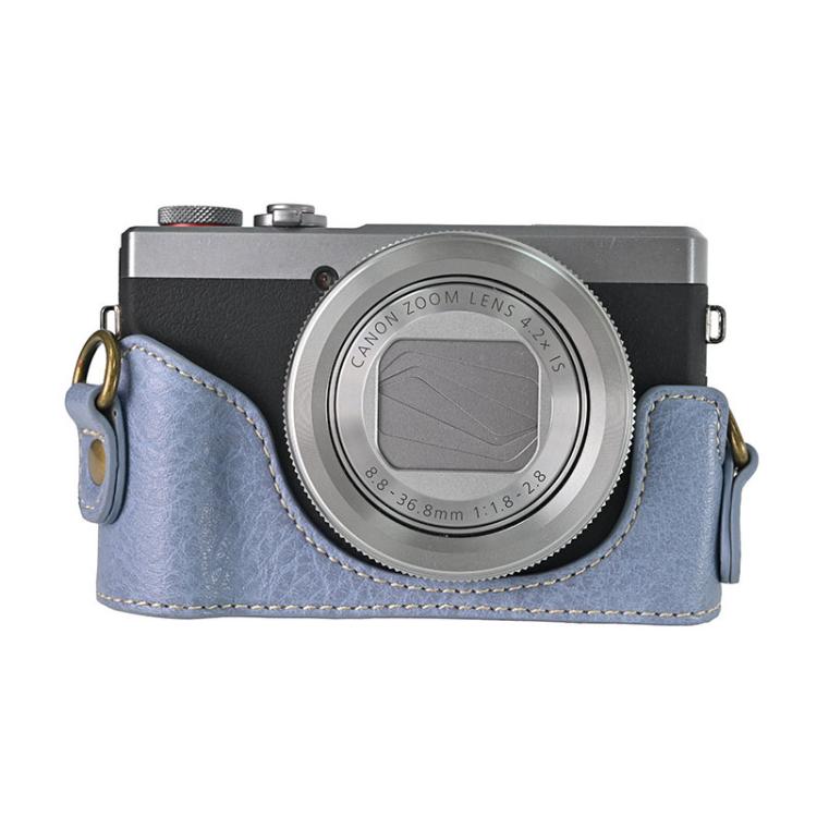 Retro Litchi Texture Leather Full Body Camera Case Bag with Strap, Compatible with Canon G7 X Mark III / G7X3