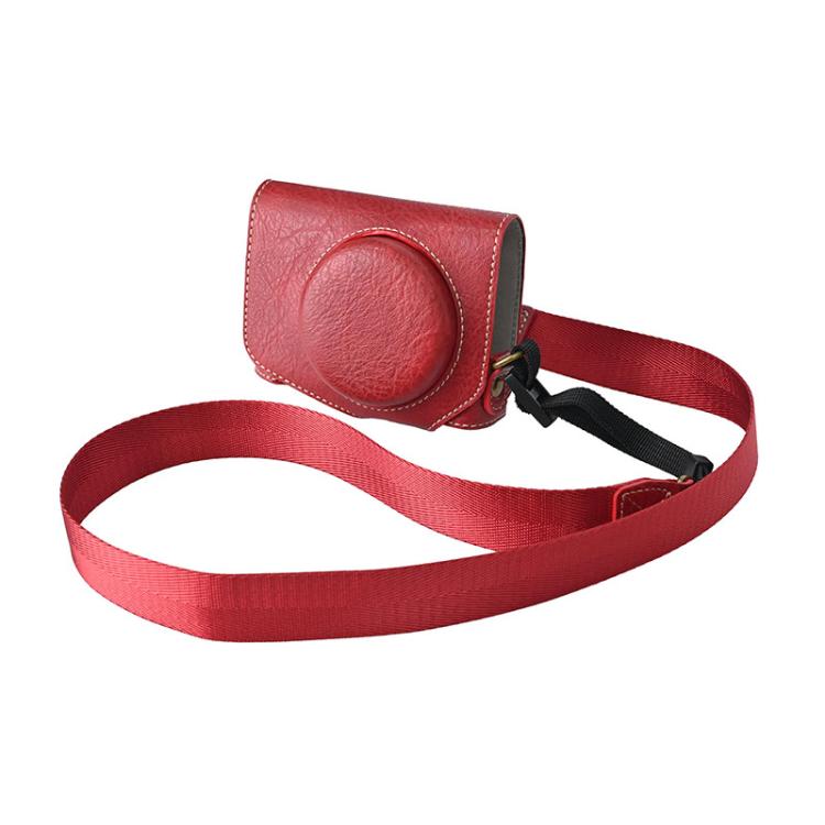 Retro Litchi Texture Leather Full Body Camera Case Bag with Strap, Compatible with Canon G7 X Mark III / G7X3