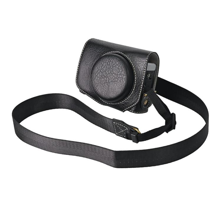 Retro Litchi Texture Leather Full Body Camera Case Bag with Strap, Compatible with Canon G7 X Mark III / G7X3