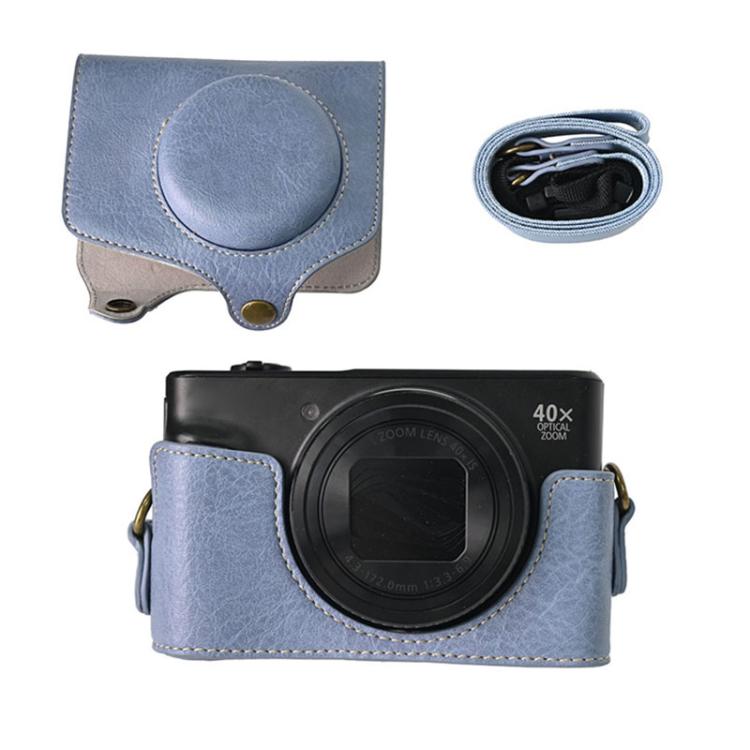 Retro Litchi Texture Leather Full Body Camera Case Bag with Strap, Compatible with Canon PowerShot SX740 HS