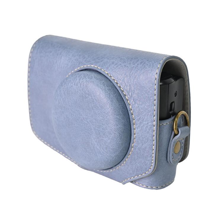 Retro Litchi Texture Leather Full Body Camera Case Bag with Strap, Compatible with Canon PowerShot SX740 HS