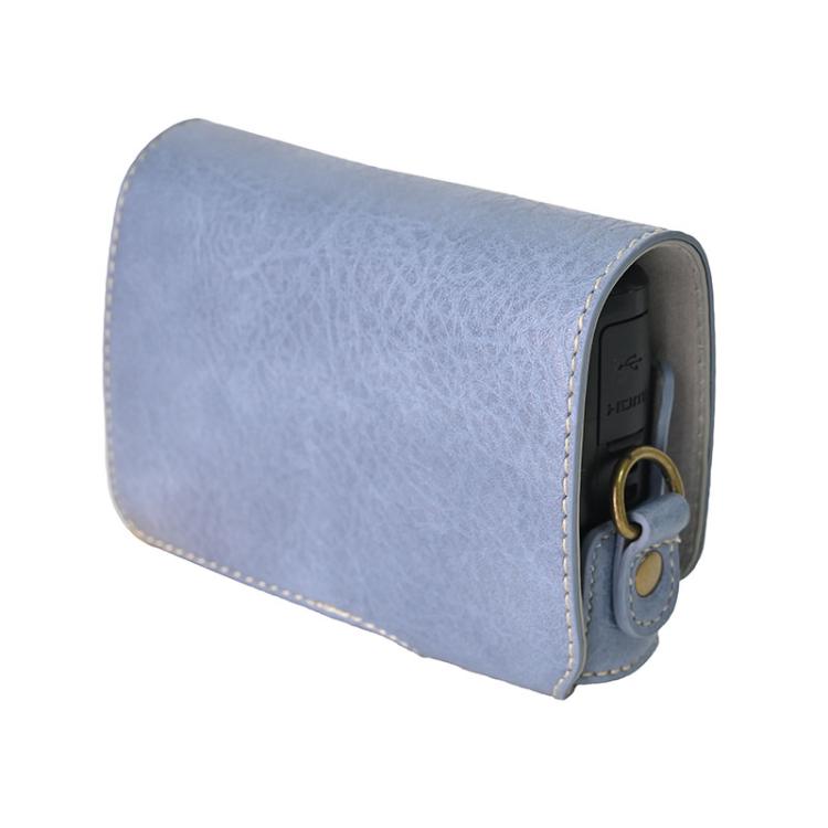 Retro Litchi Texture Leather Full Body Camera Case Bag with Strap, Compatible with Canon PowerShot SX740 HS