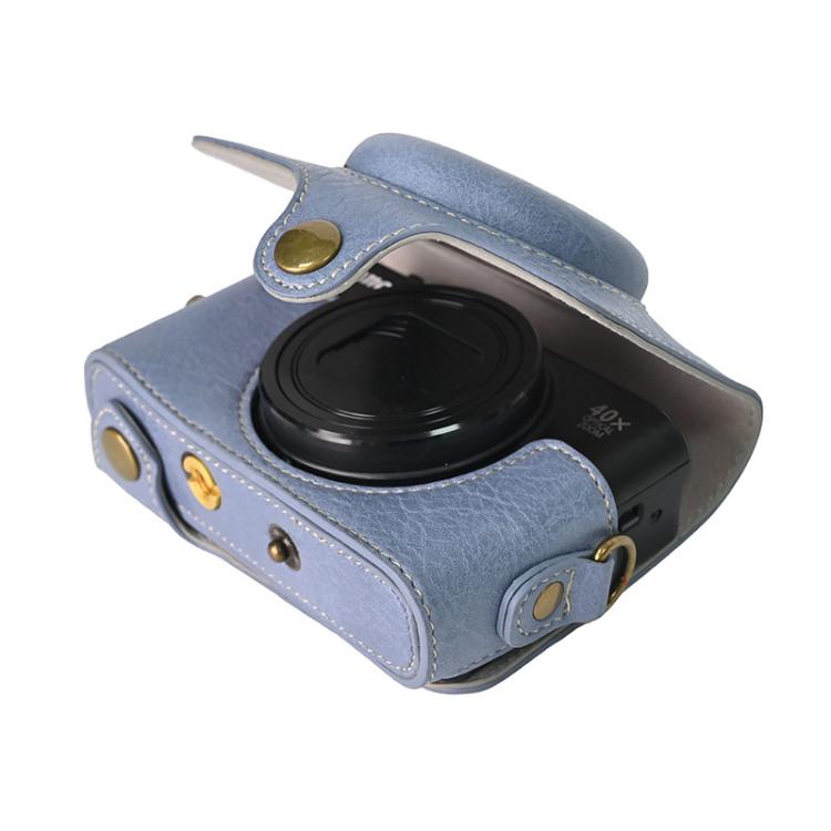 Retro Litchi Texture Leather Full Body Camera Case Bag with Strap, Compatible with Canon PowerShot SX740 HS