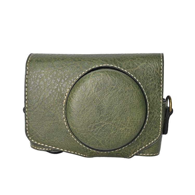 Retro Litchi Texture Leather Full Body Camera Case Bag with Strap, Compatible with Canon PowerShot SX740 HS