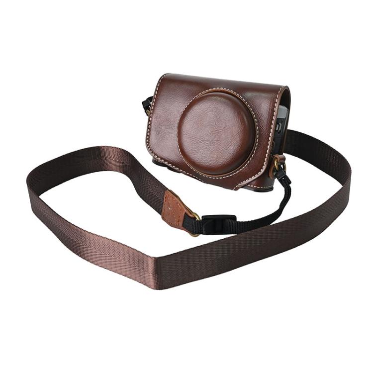 Retro Pull Up Leather Full Body Camera Case Bag with Strap, Compatible with Canon G7 X Mark III / G7X3