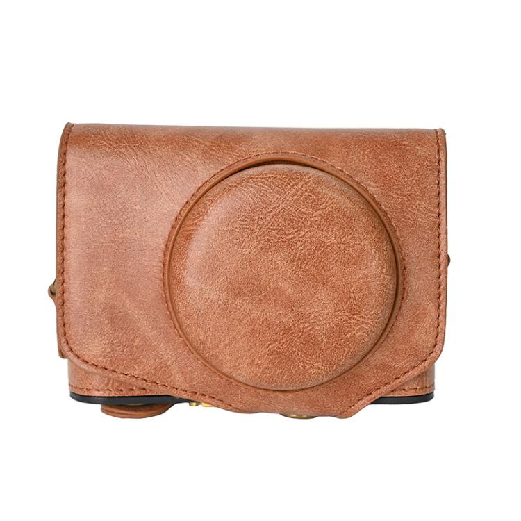 Retro Pull Up Leather Full Body Camera Case Bag with Strap, Compatible with Canon PowerShot SX740 HS