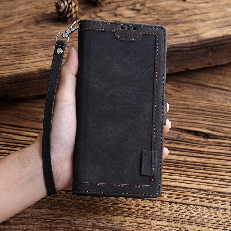 Retro Splicing Horizontal Flip Leather Case with Card Slots & Holder & Wallet