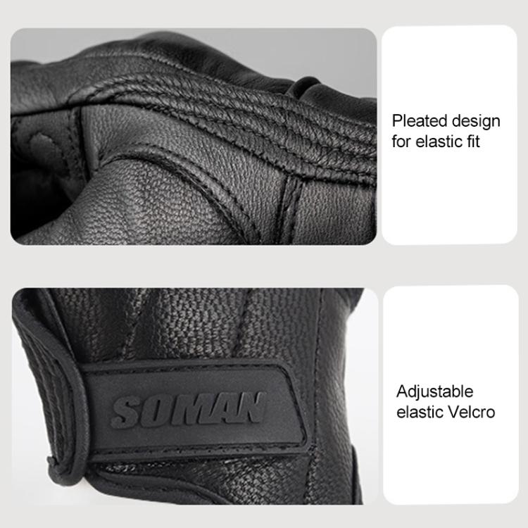 SOMAN MG-24 Motorcycle Sheepskin Gloves Touch Screen Off-road Riding Retro Gloves, XXL