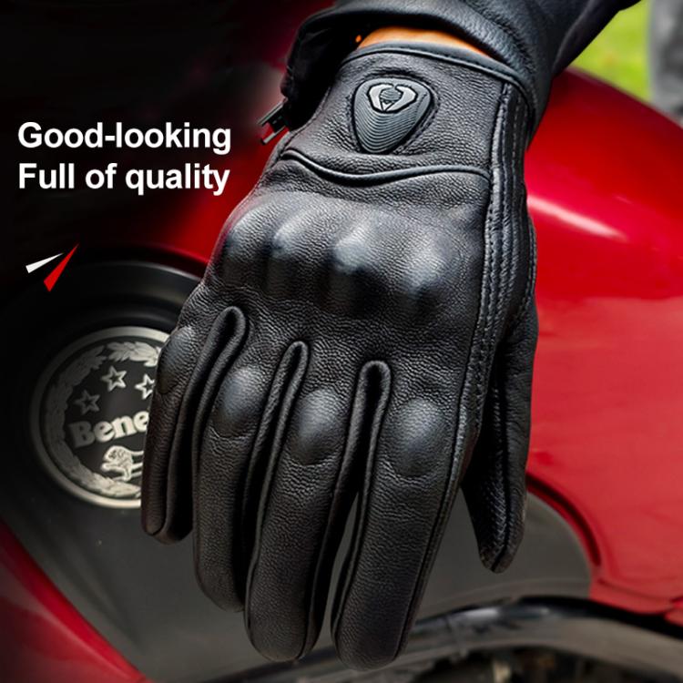 SOMAN MG-24 Motorcycle Sheepskin Gloves Touch Screen Off-road Riding Retro Gloves, L