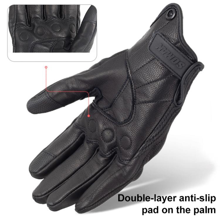 SOMAN MG-24 Motorcycle Sheepskin Gloves Touch Screen Off-road Riding Retro Gloves, M