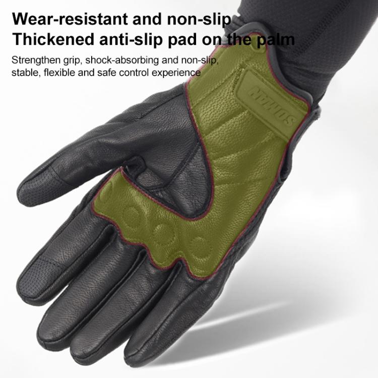 SOMAN MG-24 Motorcycle Sheepskin Gloves Touch Screen Off-road Riding Retro Gloves, L