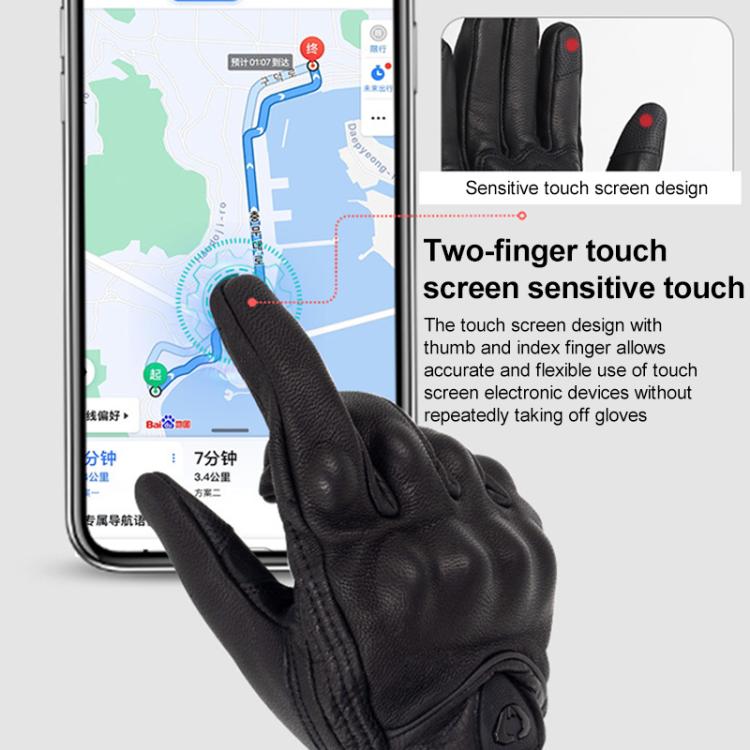 SOMAN MG-24 Motorcycle Sheepskin Gloves Touch Screen Off-road Riding Retro Gloves, L