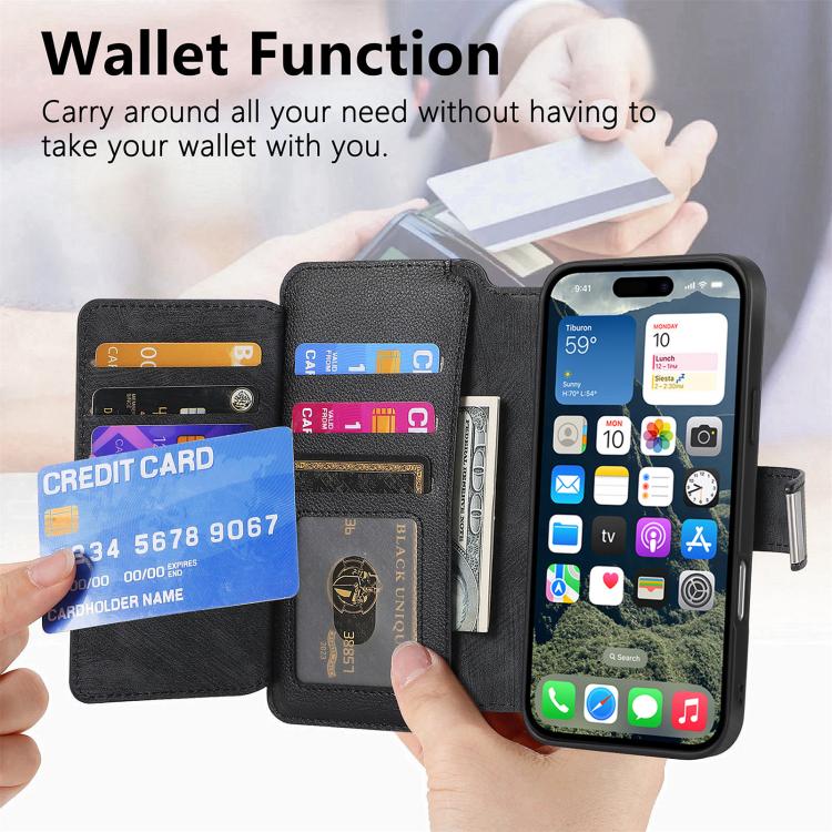 CaseNeo MagSafe RFID Anti-theft Zipper Wallet Retro Leather Phone Case, Compatible with iPhone 16 Pro Max