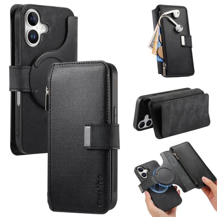 CaseNeo MagSafe RFID Anti-theft Zipper Wallet Retro Leather Phone Case, Compatible with iPhone 16