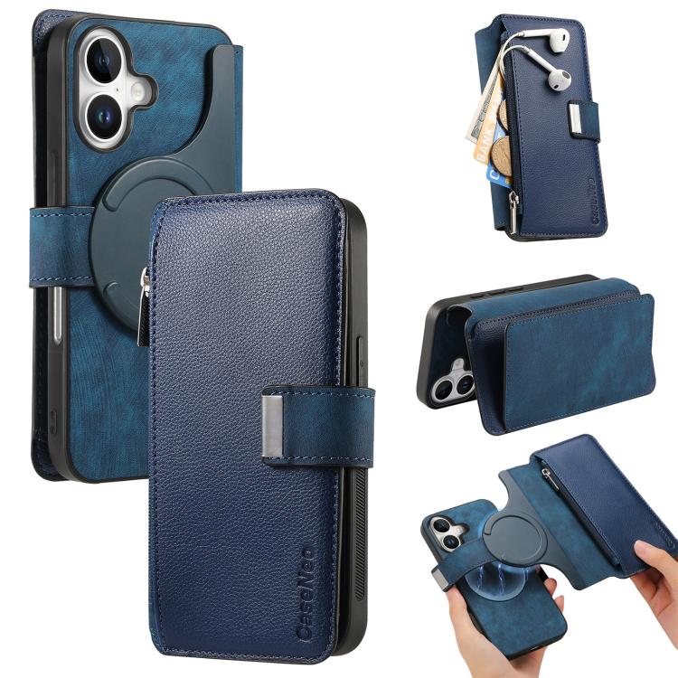 CaseNeo MagSafe RFID Anti-theft Zipper Wallet Retro Leather Phone Case, Compatible with iPhone 16