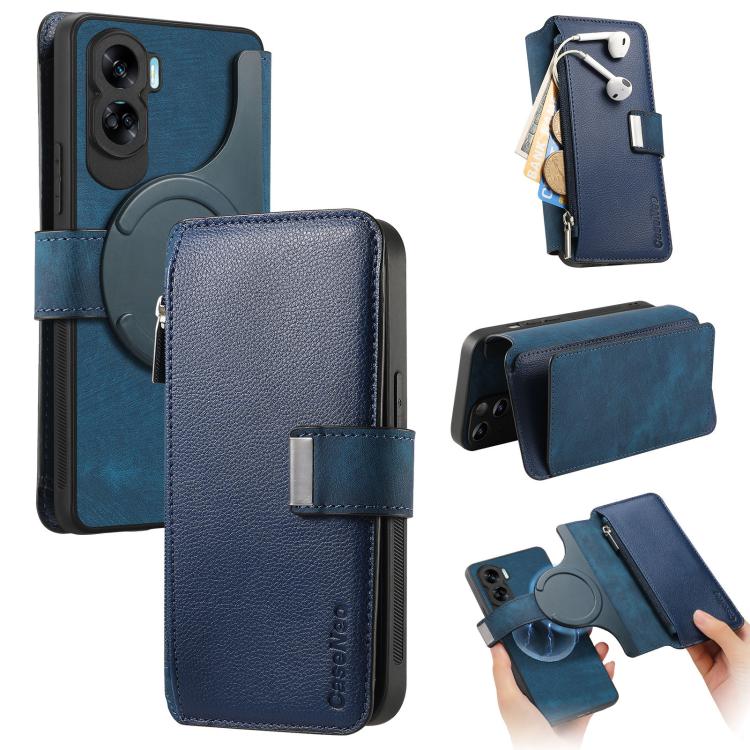 CaseNeo MagSafe RFID Anti-theft Zipper Wallet Retro Leather Phone Case, For Honor 90 Lite