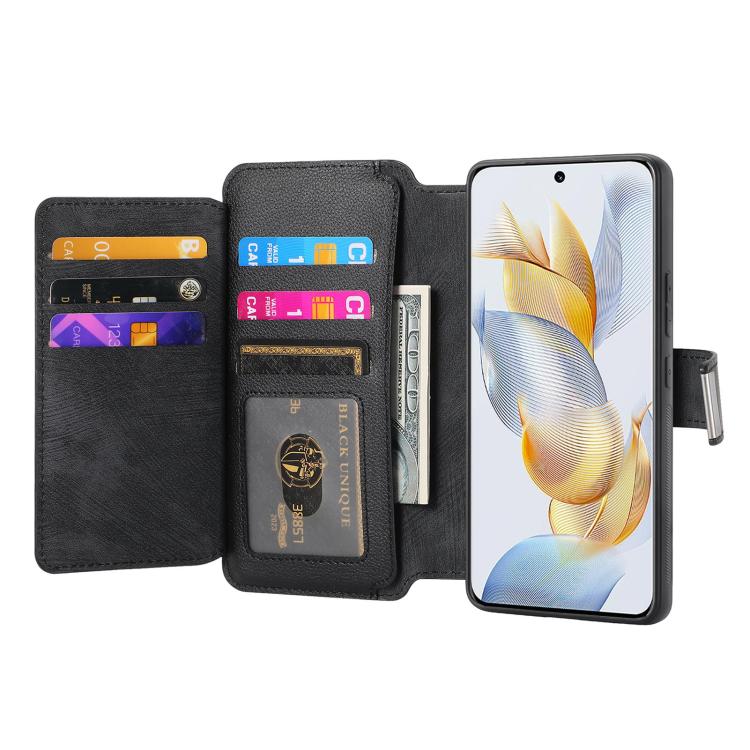 CaseNeo MagSafe RFID Anti-theft Zipper Wallet Retro Leather Phone Case, For Honor 90
