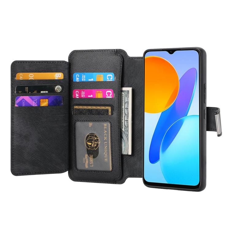 CaseNeo MagSafe RFID Anti-theft Zipper Wallet Retro Leather Phone Case, For Honor X8 5G