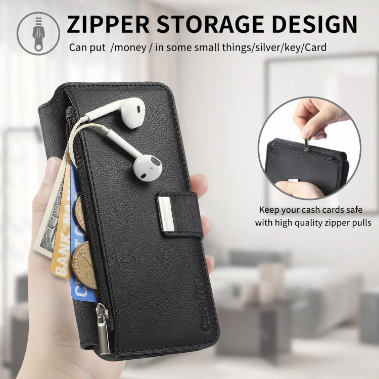 CaseNeo MagSafe RFID Anti-theft Zipper Wallet Retro Leather Phone Case, For Honor X8 5G