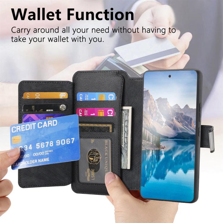 CaseNeo MagSafe RFID Anti-theft Zipper Wallet Retro Leather Phone Case, For Honor 400 Global 156.5mm