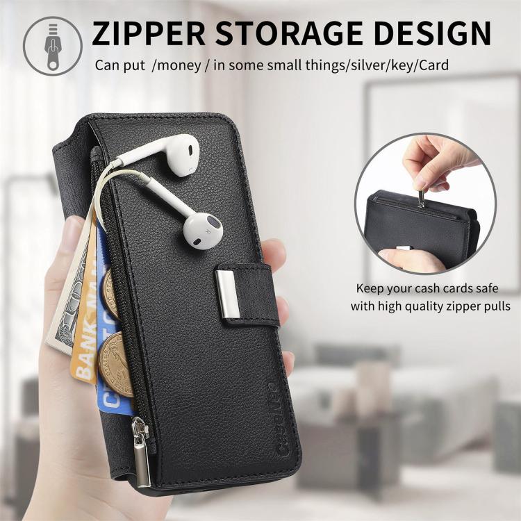 CaseNeo MagSafe RFID Anti-theft Zipper Wallet Retro Leather Phone Case, For Honor 400 Global 156.5mm