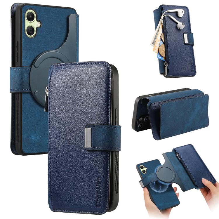CaseNeo MagSafe RFID Anti-theft Zipper Wallet Retro Leather Phone Case, For Samsung Galaxy A06