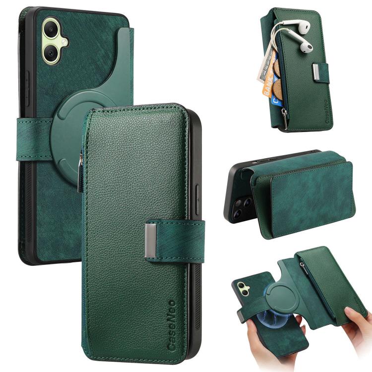 CaseNeo MagSafe RFID Anti-theft Zipper Wallet Retro Leather Phone Case, For Samsung Galaxy A06