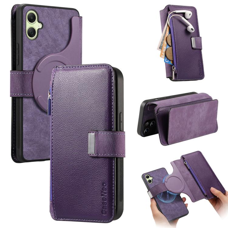 CaseNeo MagSafe RFID Anti-theft Zipper Wallet Retro Leather Phone Case, For Samsung Galaxy A06
