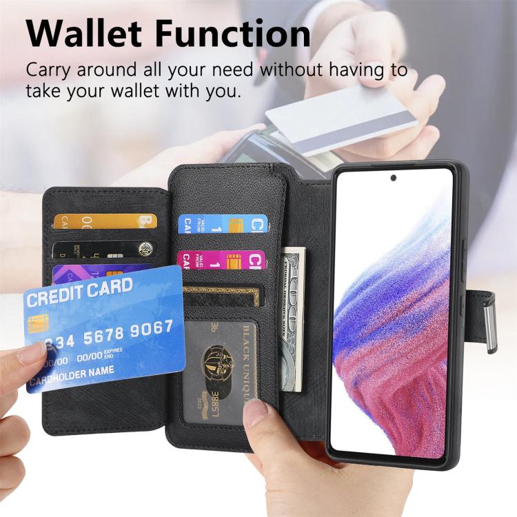 CaseNeo MagSafe RFID Anti-theft Zipper Wallet Retro Leather Phone Case, For Samsung Galaxy A56 5G