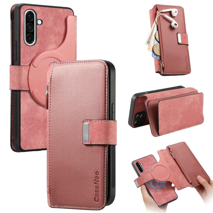 CaseNeo MagSafe RFID Anti-theft Zipper Wallet Retro Leather Phone Case, For Samsung Galaxy A36 5G