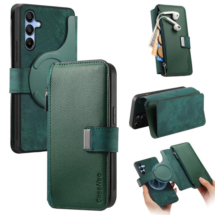 CaseNeo MagSafe RFID Anti-theft Zipper Wallet Retro Leather Phone Case, For Samsung Galaxy A16