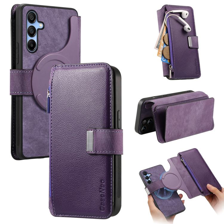 CaseNeo MagSafe RFID Anti-theft Zipper Wallet Retro Leather Phone Case, For Samsung Galaxy A16