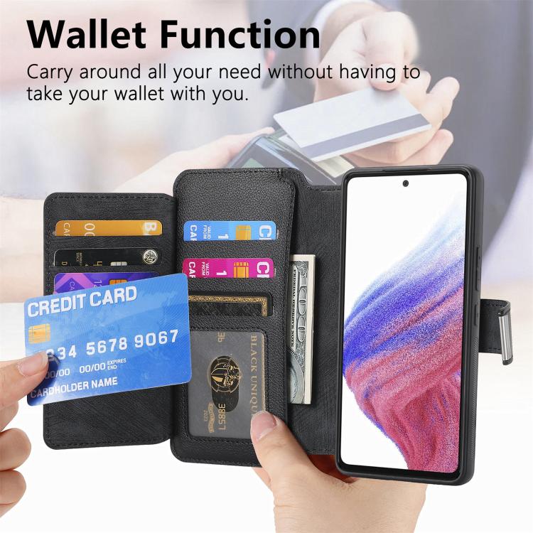 CaseNeo MagSafe RFID Anti-theft Zipper Wallet Retro Leather Phone Case, For Samsung Galaxy A53