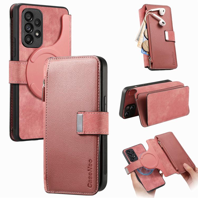 CaseNeo MagSafe RFID Anti-theft Zipper Wallet Retro Leather Phone Case, For Samsung Galaxy A53