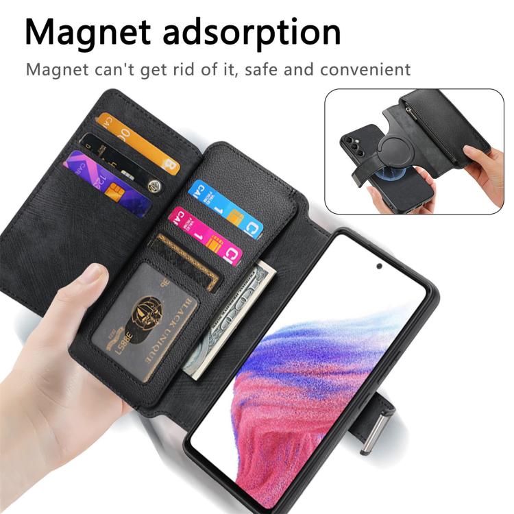 CaseNeo MagSafe RFID Anti-theft Zipper Wallet Retro Leather Phone Case, For Samsung Galaxy A14 5G
